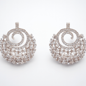 14K White Gold & Diamond Swirl Drop Earrings