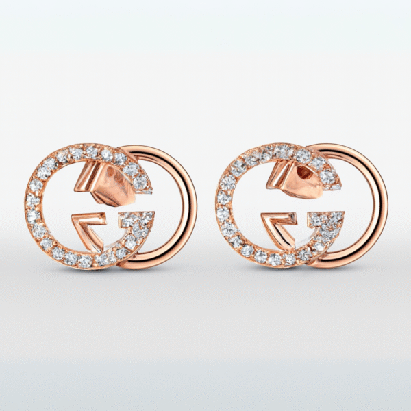 14K Rose Gold Interlocking Circles with Diamonds