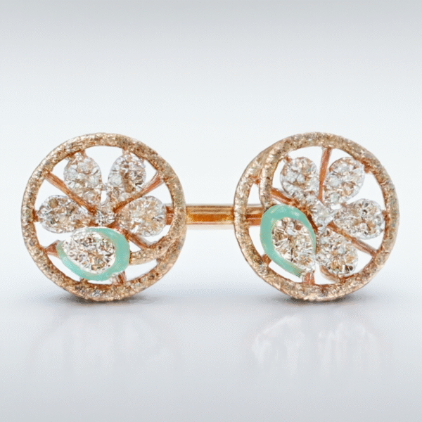 14K Openwork Floral Diamond & Enamel Ring