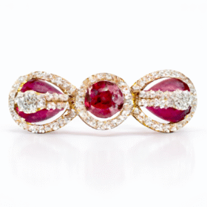 14K Royal Ruby and Diamond Cluster Ring