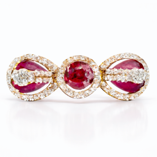 14K Royal Ruby and Diamond Cluster Ring