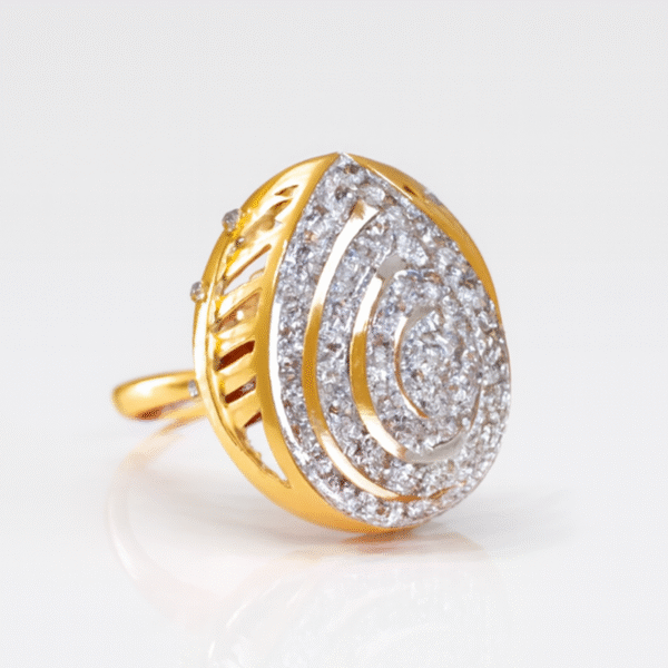 14K Golden Spiral Diamond Ring