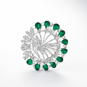 14K Emerald & Diamond Pinwheel Ring