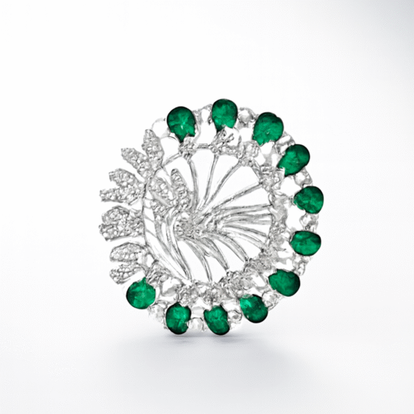 14K Emerald & Diamond Pinwheel Ring