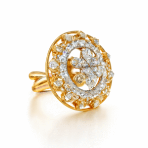 14K Brilliant Floral Medallion Diamond Ring