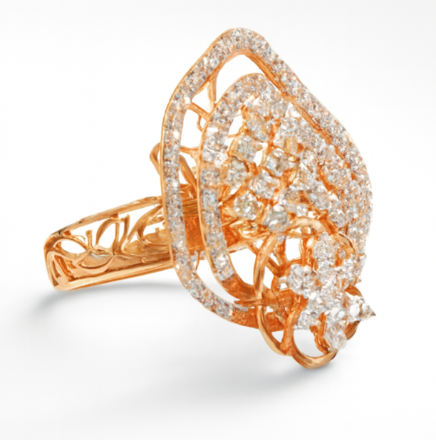 14K Layered Floral Inspired Diamond Ring